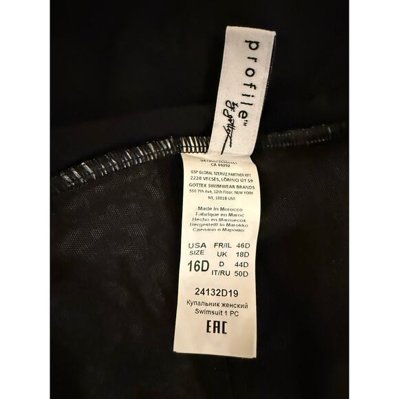 Profile by Gottex Black & White One-Piece Swimsuit - Size 16D - Picture 6 of 7